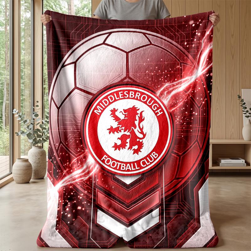 Coperta in Flanella con Stampa del Middlesbrough Football, Coperta Morbida Calda Leggera per Divano Letto Campeggio