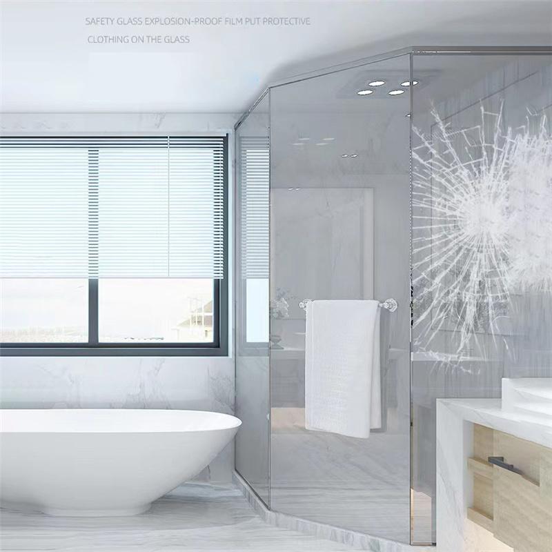 4mil Thickened Transparent Glass Explosion-proof Film Bathroom Tempered Glass Film Shatter-proof Explosion-proof Safety Window Sticker