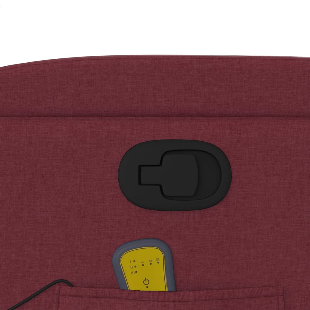 Massage Recliner with Rising Assistance Burgundy Fabric