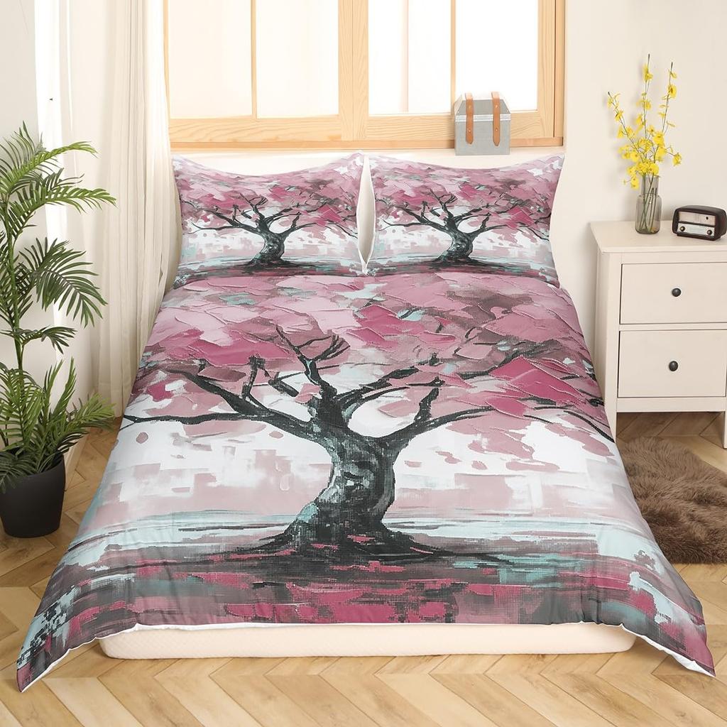 Tree of Life Bedding Set King Size Botanical Bedding Duvet Cover Natural Plant Comforter Cover Colorful Polyester Quilt Cover