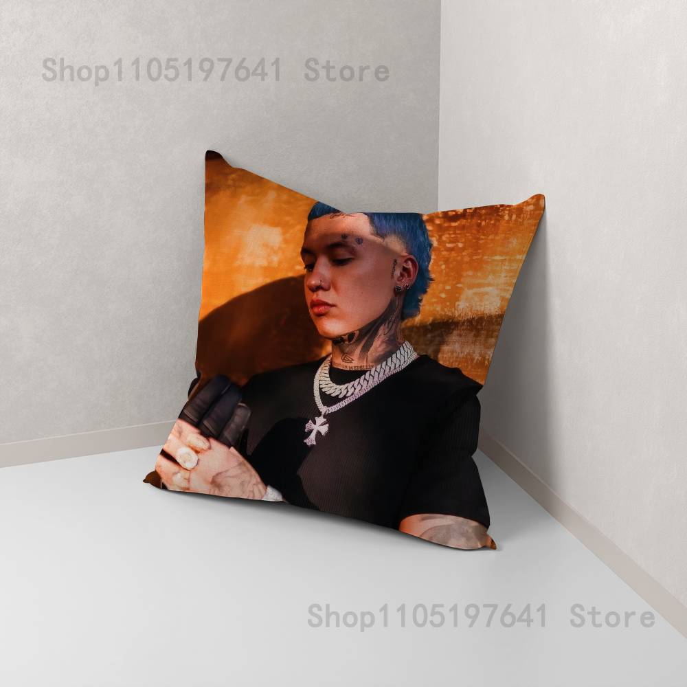 B-Blessd CantanteS Rapper Anime Celebrity Merchandise All-Match Printed Pillow Case Sofa Car Office Room Decoration Protector 12x12Inch