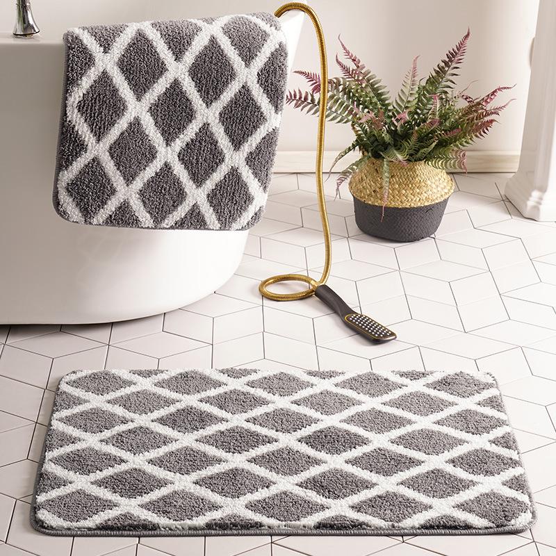 Geometric Bathroom Floor Mat Entrance Carpet Bedroom Door Toilet Door Mat Absorbent Foot Mat Bath