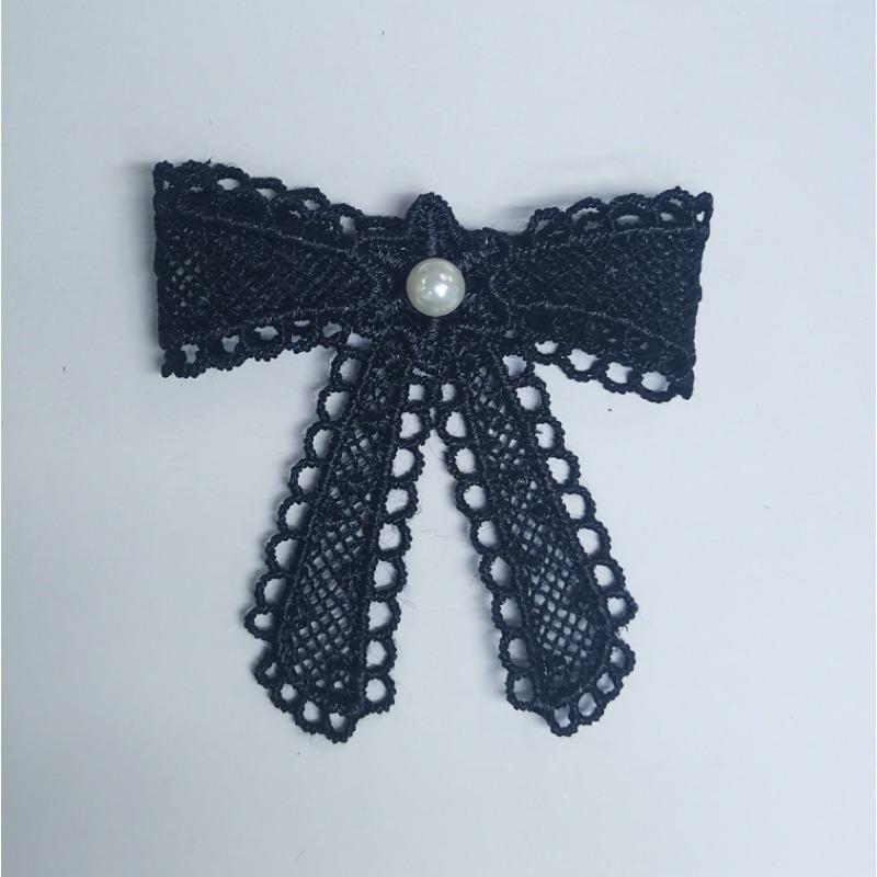 10Pc 3D Double-layer Handmade Bead Bow Embroidered Cloth Sticker Headband Decorative Cloth Sticker