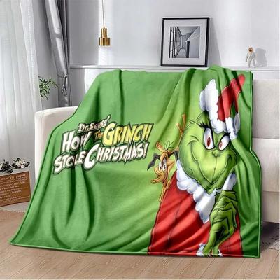 Cartoon Weihnachten G-Grinch Weihnachtsdekoration Home Sofa, Bettlakendecke, praktische Schlafdecke, Kindergeschenk