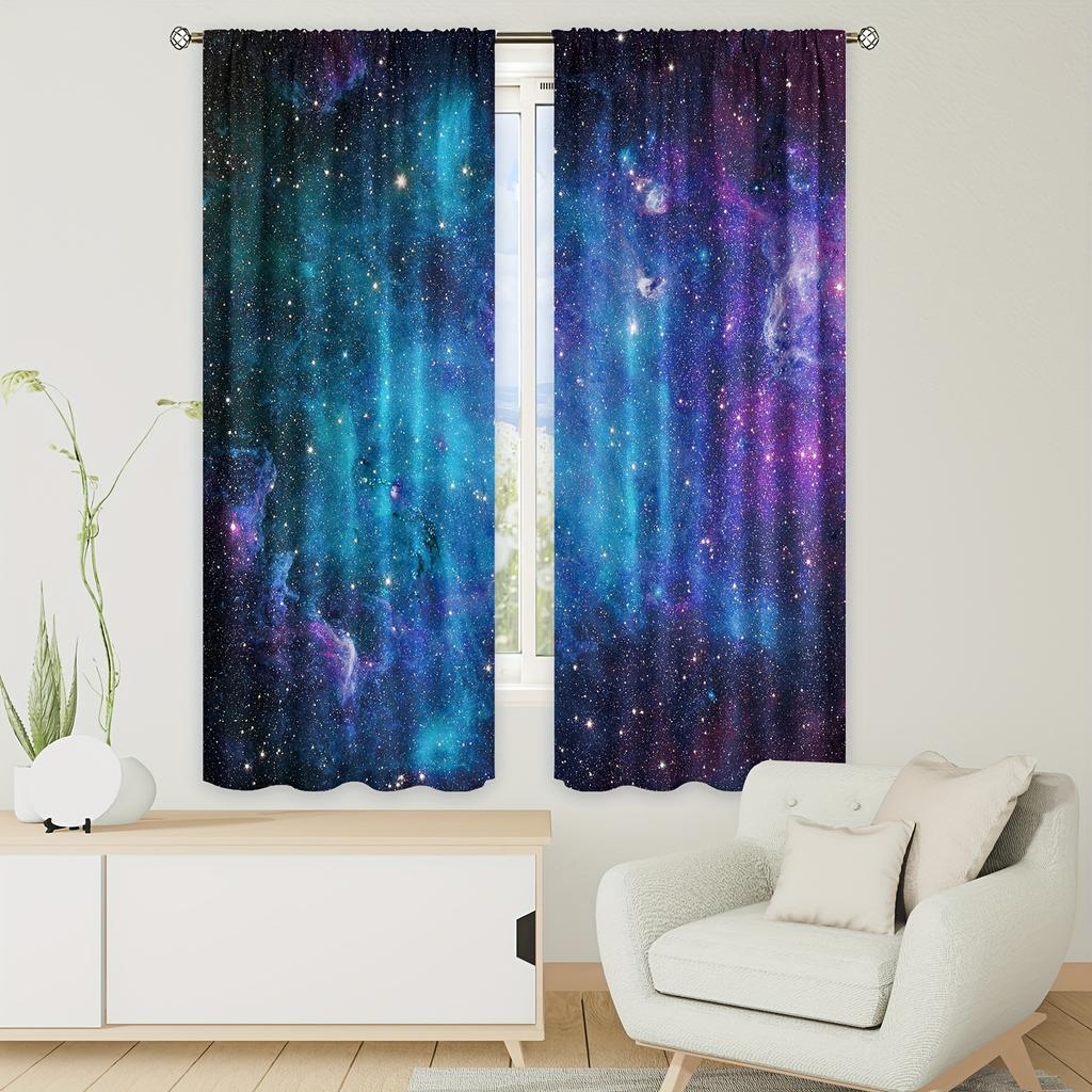 Cartoon Weltraum Astronaut Vorhänge 2 Stück Fensterdekoration für Schlafzimmer Büro Küche Wohnzimmer Heimdeko Raumdekoration