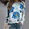 New Loose Casual 3D Floral Print Pattern Women's Round Neck Long Sleeved T-shirt