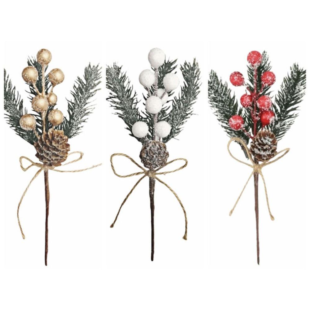 Snowflake Christmas Decoration Pine Cone Christmas Berry Lifelike Artificial Pine Branch Home