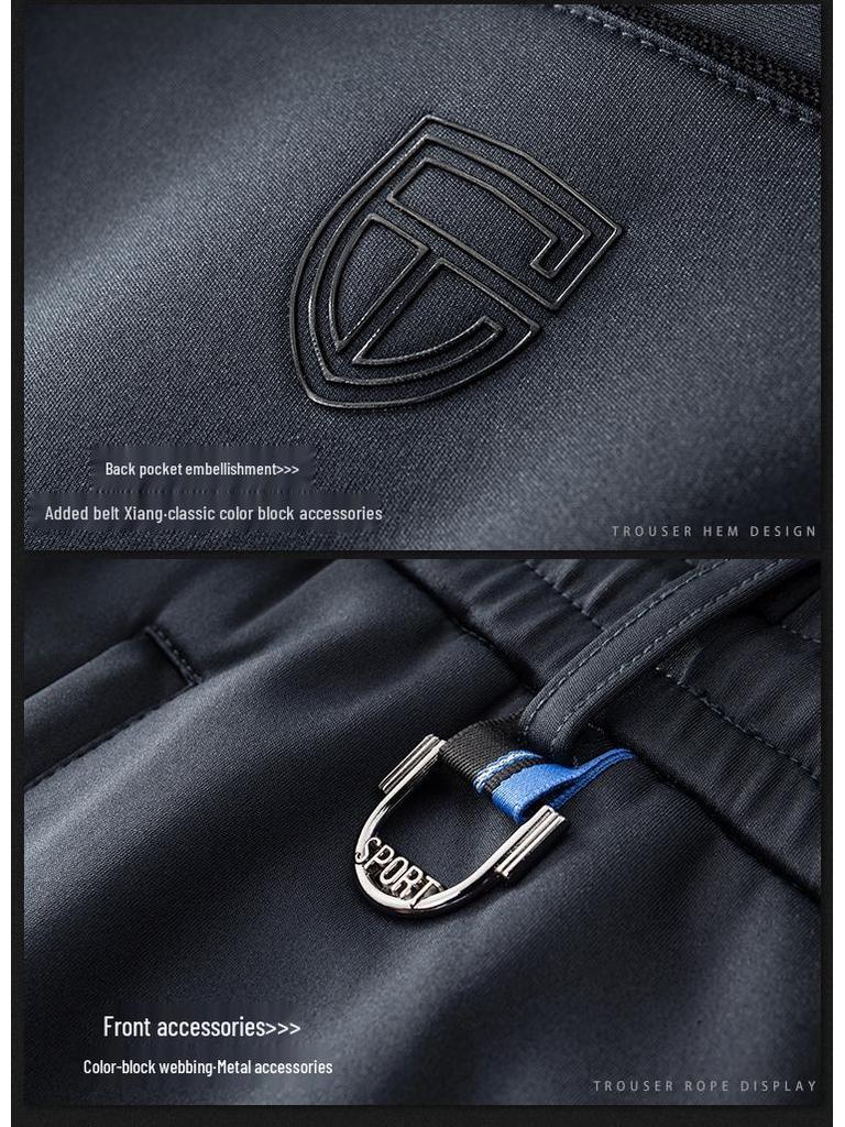 Men's Autumn Fleece-Lined Straight-Leg Elastic Sweatpants - Plus Size Casual Sports Pants