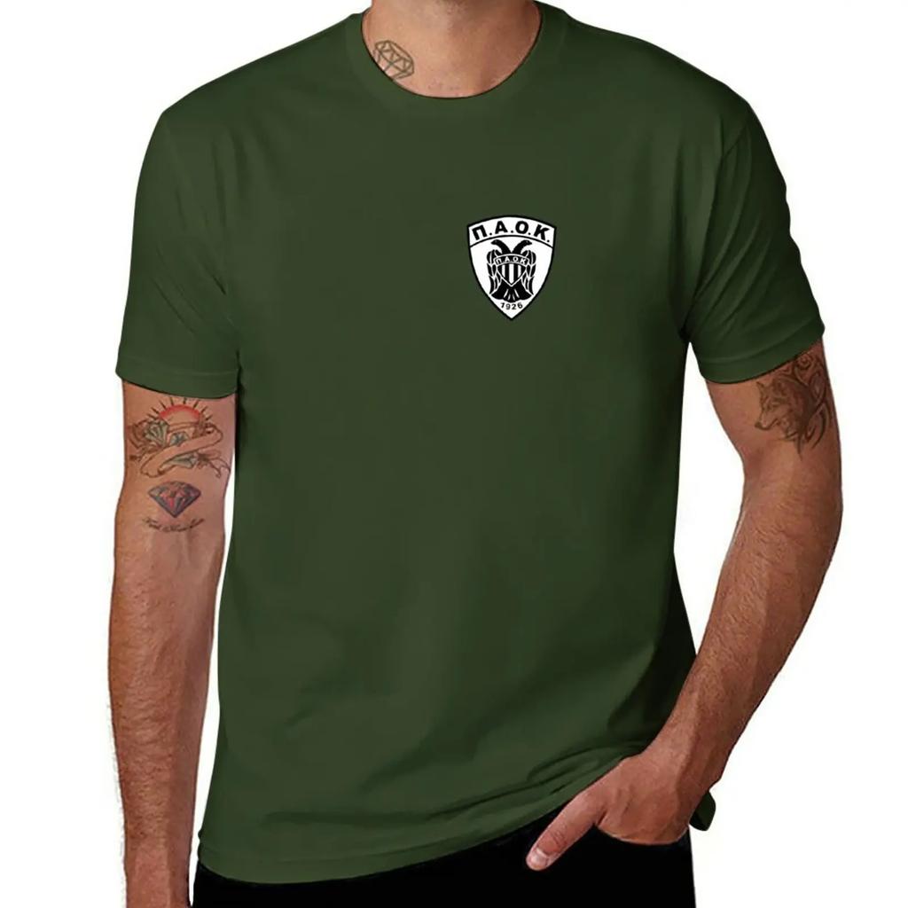 PAOK basket T-shirt Estetiska kläder sportfans enfärgade herrkläder