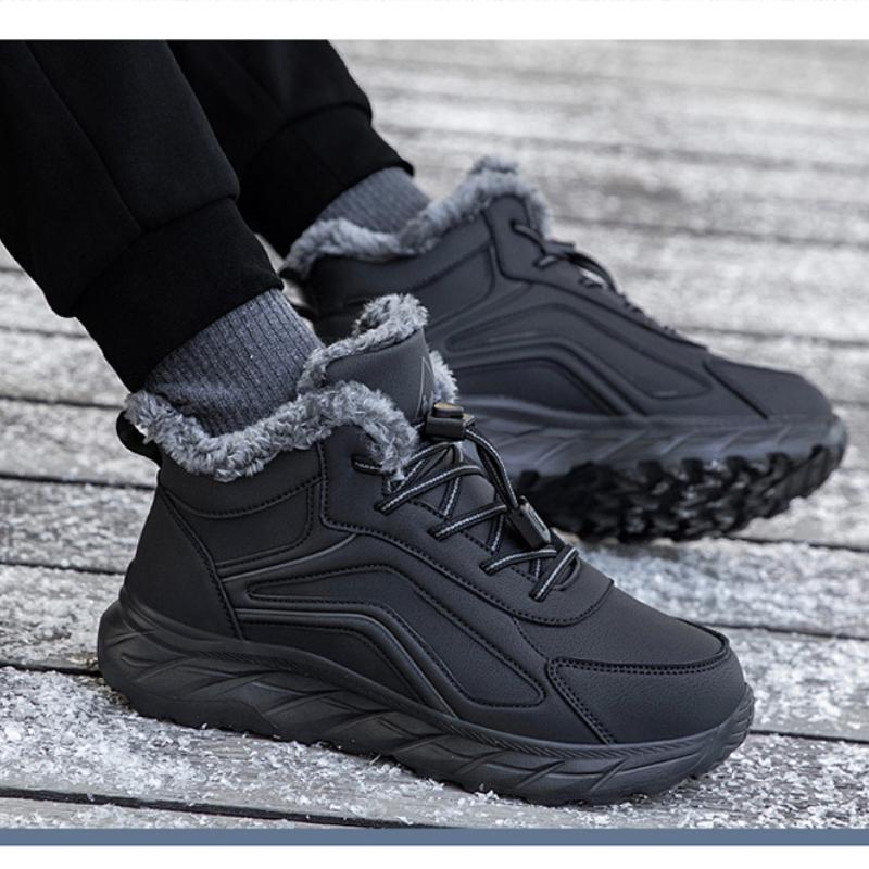 Men's and Women's Large Size Winter Warm Fur One Snow Boots Padded Lining Ankle Boots Non-slip Hiking Sports Cotton Boots