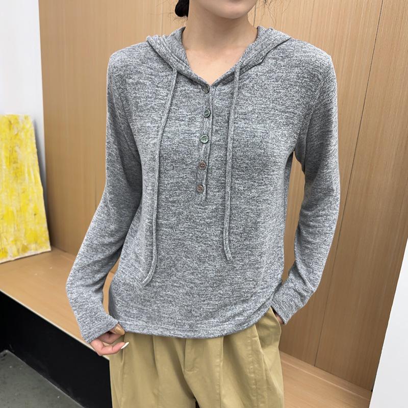 Women's Slimming High Elasticity Knitted Hoodie - Autumn/Winter Style, Warm Long Sleeve Casual Top
