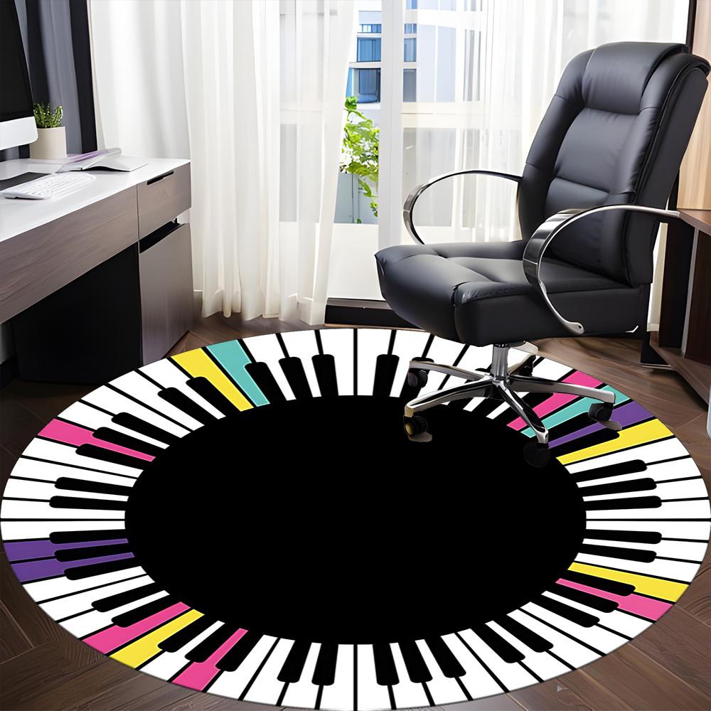 1PC Piano Keys Circle Chair Carpet for Office, Indoor Non-Slip Washable  Carpet, Soft Comfortable Mat For Office Room yy250930134