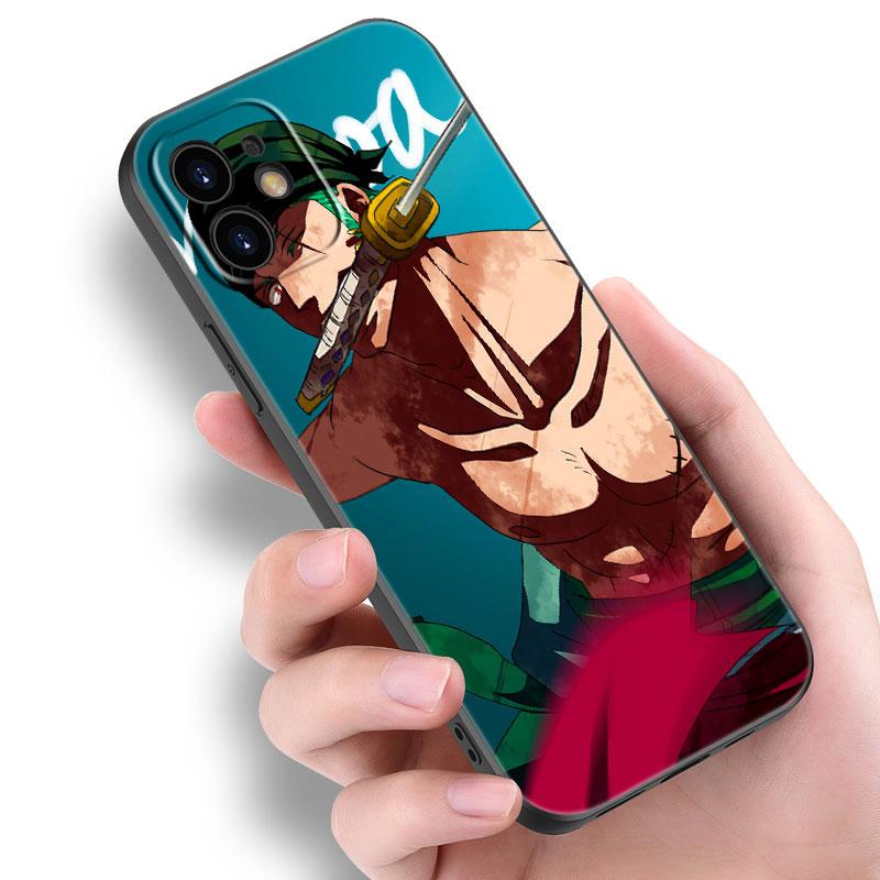 Anime Roronoa Zoro Handyhülle für Apple iPhone 14 13 12 Mini 11 Pro Max 7 8 XR X XS 7 8 Plus SE 2020 2022 Schwarze Softcover