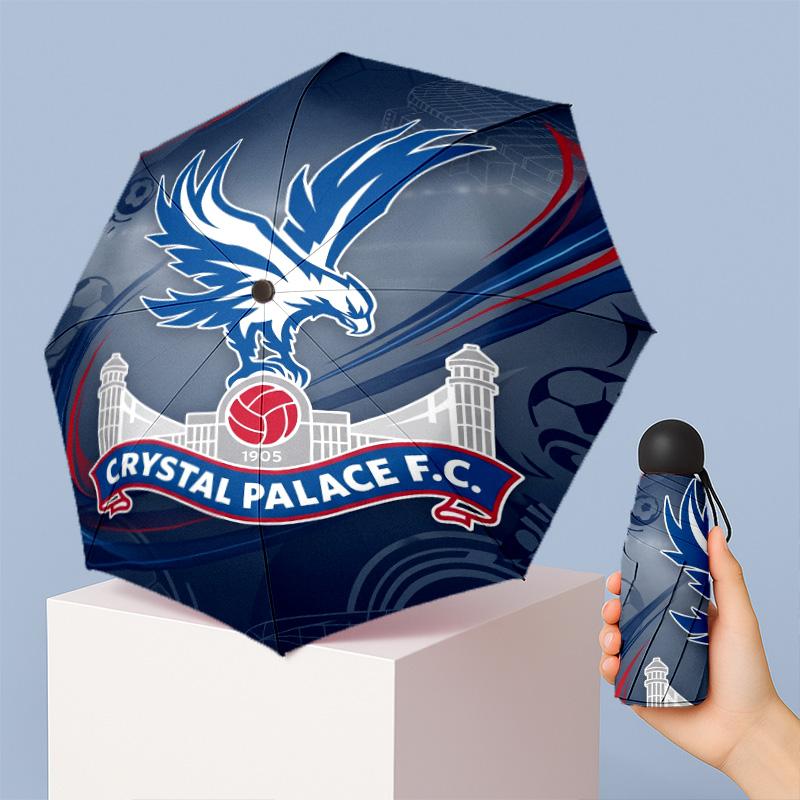 Crystal Palace Football Pattern Printed Mini 5 Folds 8 Ribs Compact Umbrella Windproof Waterproof Lightweight Portable Folding