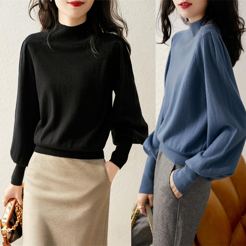 KEWJYUE Pletený pulovr Dlouhý Jednobarevný Ideální pro dojíždění Dámský svetr, Svetr, Jednoduchý, Rukáv, Stylový, Elegantní, Barva, Všestranný, Teplý, Zeštíhlující,