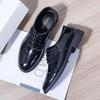 Men's Trendy Korean Style Black Leather Shoes - Breathable Casual and Formal Round Toe Design