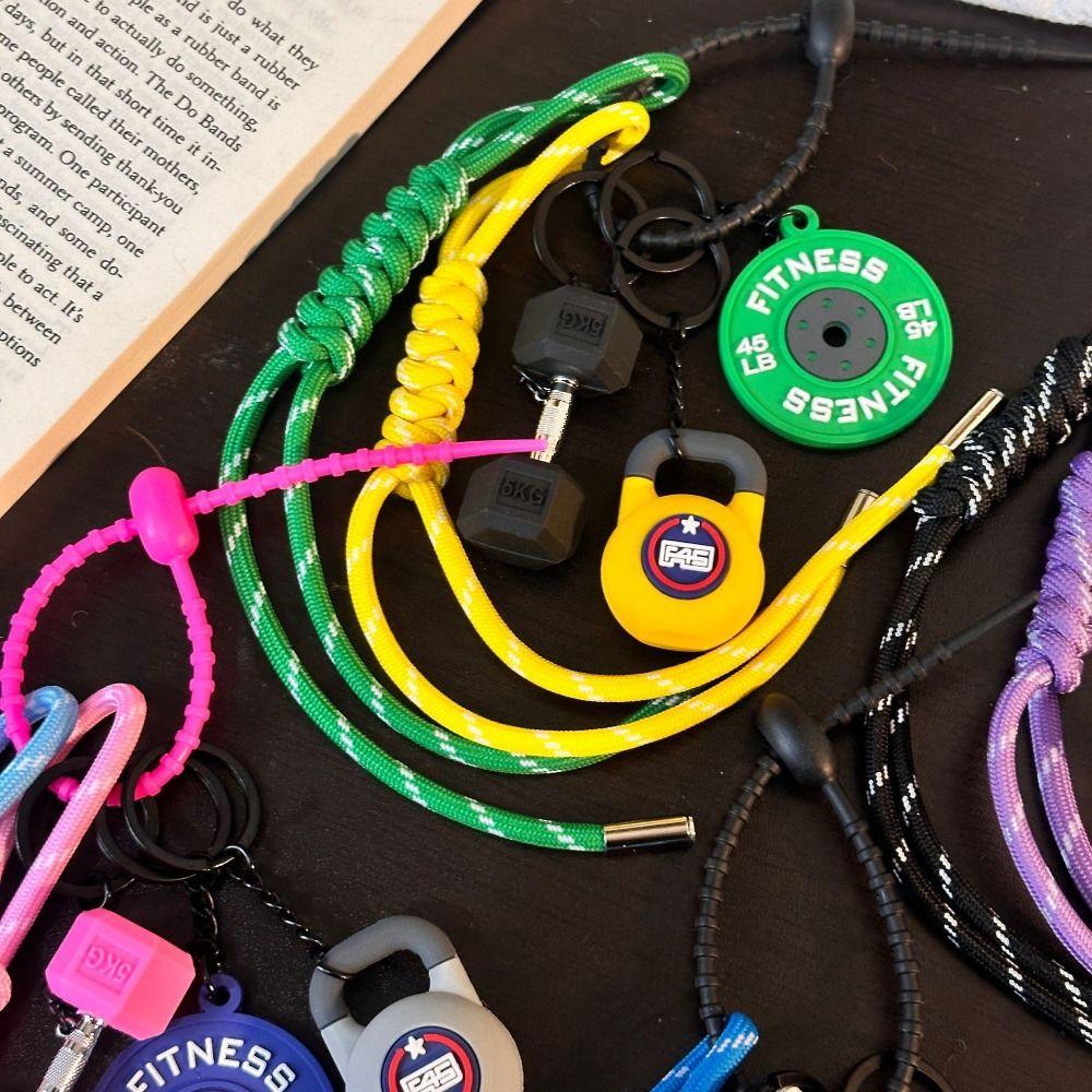 Mini Barbell Plates Key Chain Colorful Simulation Dumbbells Keyring Fitness Series Pendant  Gifts