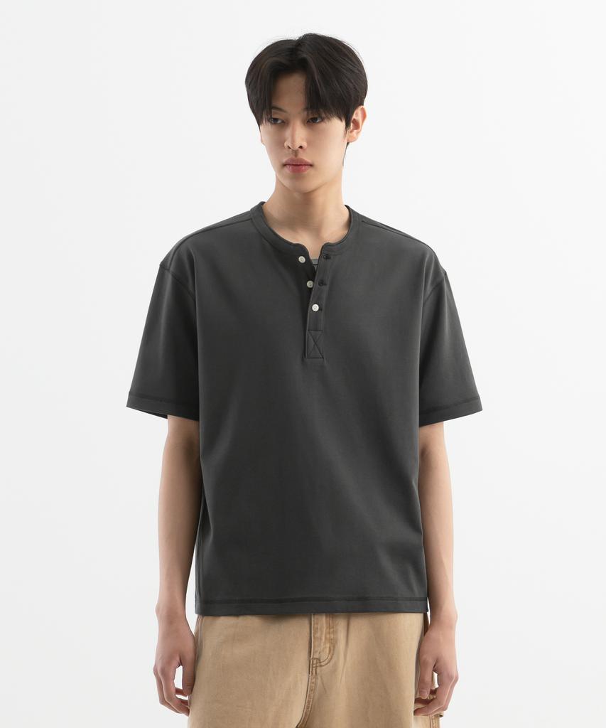 BRENSON Rigid Henley Neck Short Sleeve Tee ( 4 Colors )