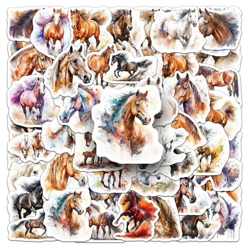 50 Ink and Wash Wind Horse Graffiti Stickers Personalized Creative Animal Decoration Mobile Phone Case Water Cup Notebook Stickers