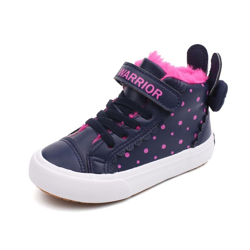 

Warrior Новые зимние хлопковые туфли, бархатные теплые большие хлопковые парусиновые туфли, средние и большие детские туфли для школьников 23