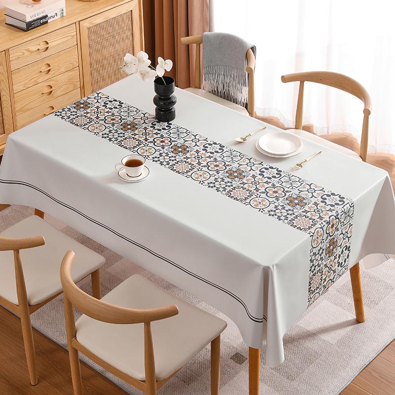 Fata de masa din PVC rezistenta la apa si la ulei Ins Tea Fata de masa rectangulara minimalista florala