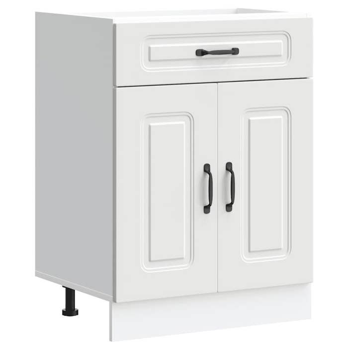 VidaXL Kitchen Cabinet Kalmar White Engineered Wood, Base Cabinet for Sink, Base Kitchen Cabinet with Drawer, Base Cabinet 853487