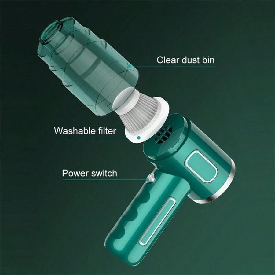 Small Handheld Vacuum Cleaner, Portable Wireless Vacuum Cleaner, Mini Handheld Vacuum Cleaner With Brush Head, Long Suction Nozzle, Dual Filters,