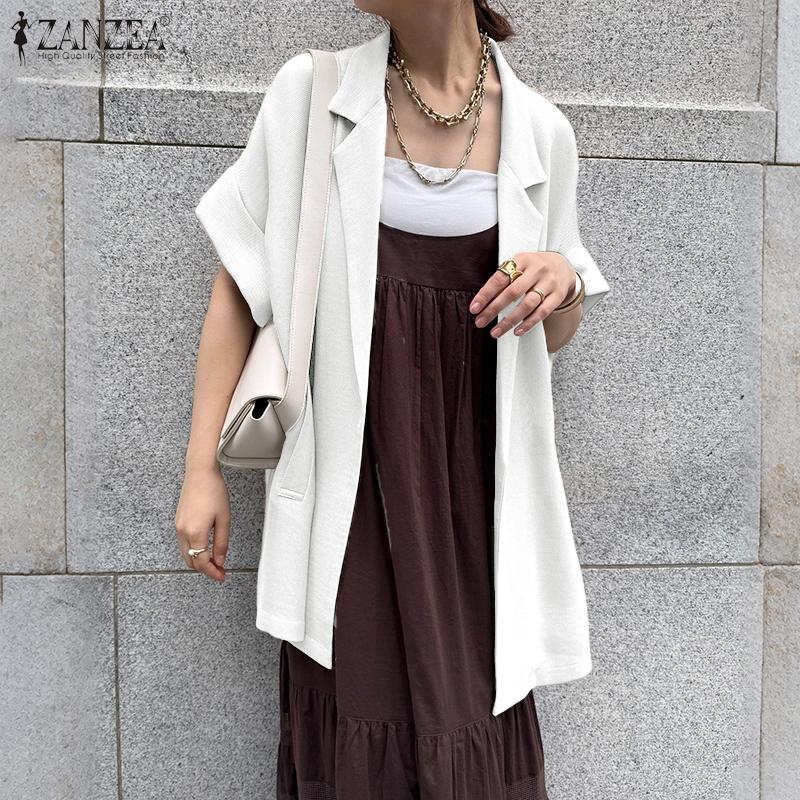 ZANZEA Womens Summer Solid Color Casual Short Sleeve Cardigan Tops