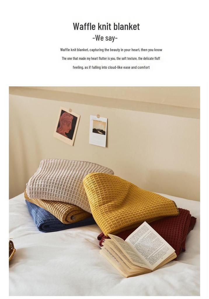 Ruijing Nordic Waffle Knit Throw Blanket for Sofa or Office