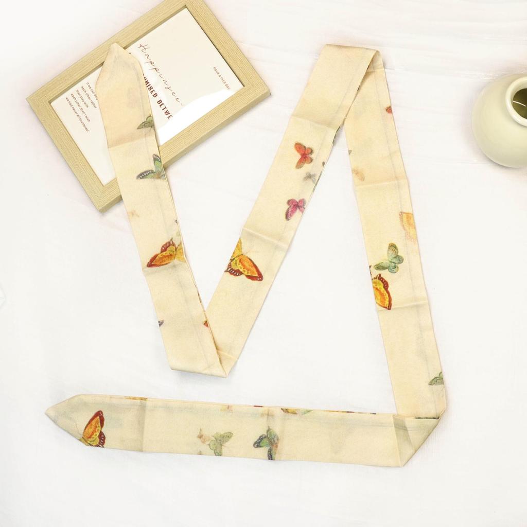 "Frühling Neu Antiker Stil Druck Seidenschal & Chinesisches Band Haarband"