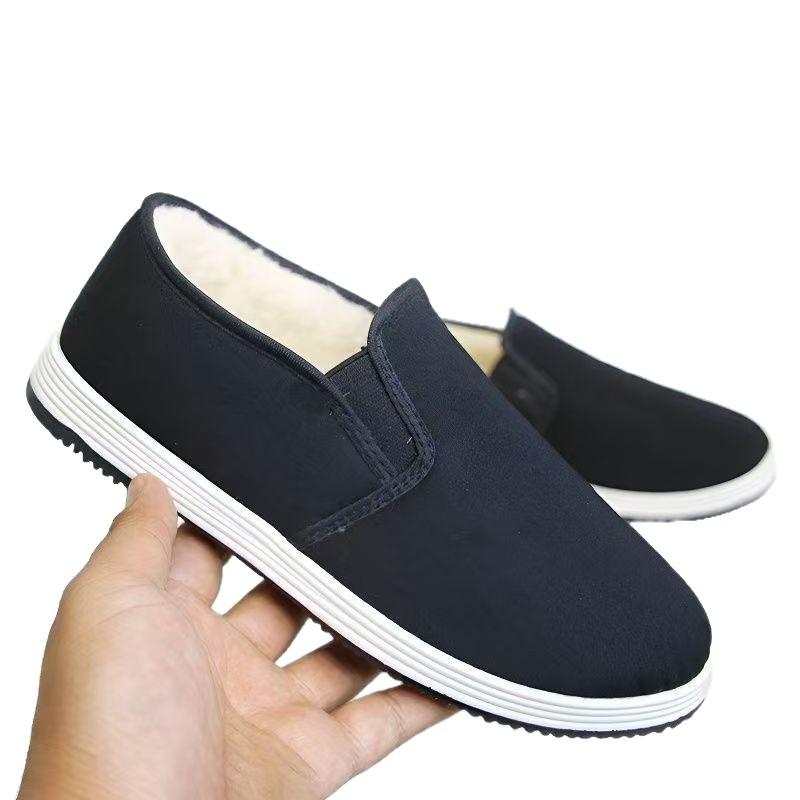 Men's Winter Beijing Lasagna Cotton Shoes Men's Shoes Velvet Two Cotton Warm Old Dad Non-slip One Pedal