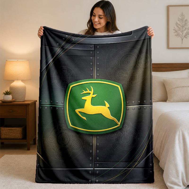 John Deere Print Flanelldecke Gemütliche Leichte Plüschdecke für Bett Sofa Haushalt