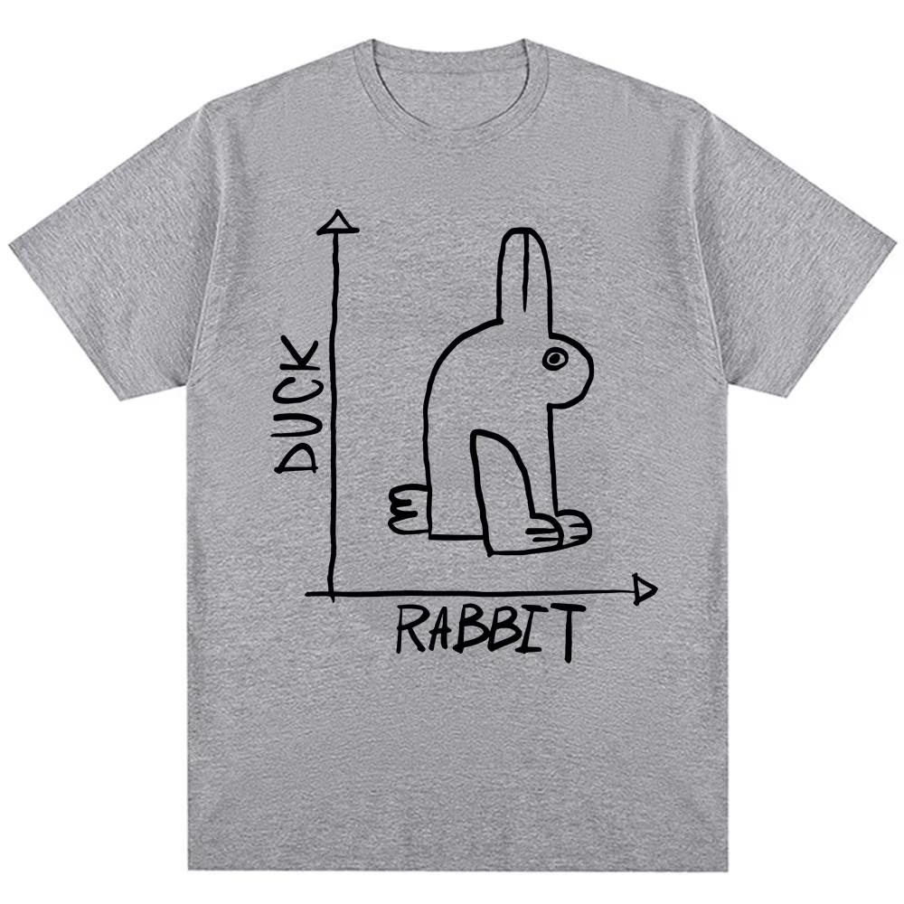 Funny Rabbit Duck Design Meme T Shirt Fashion Men Women Humor Cute Short Sleeve Oversized Cotton Casual New T Shirts Streetwear