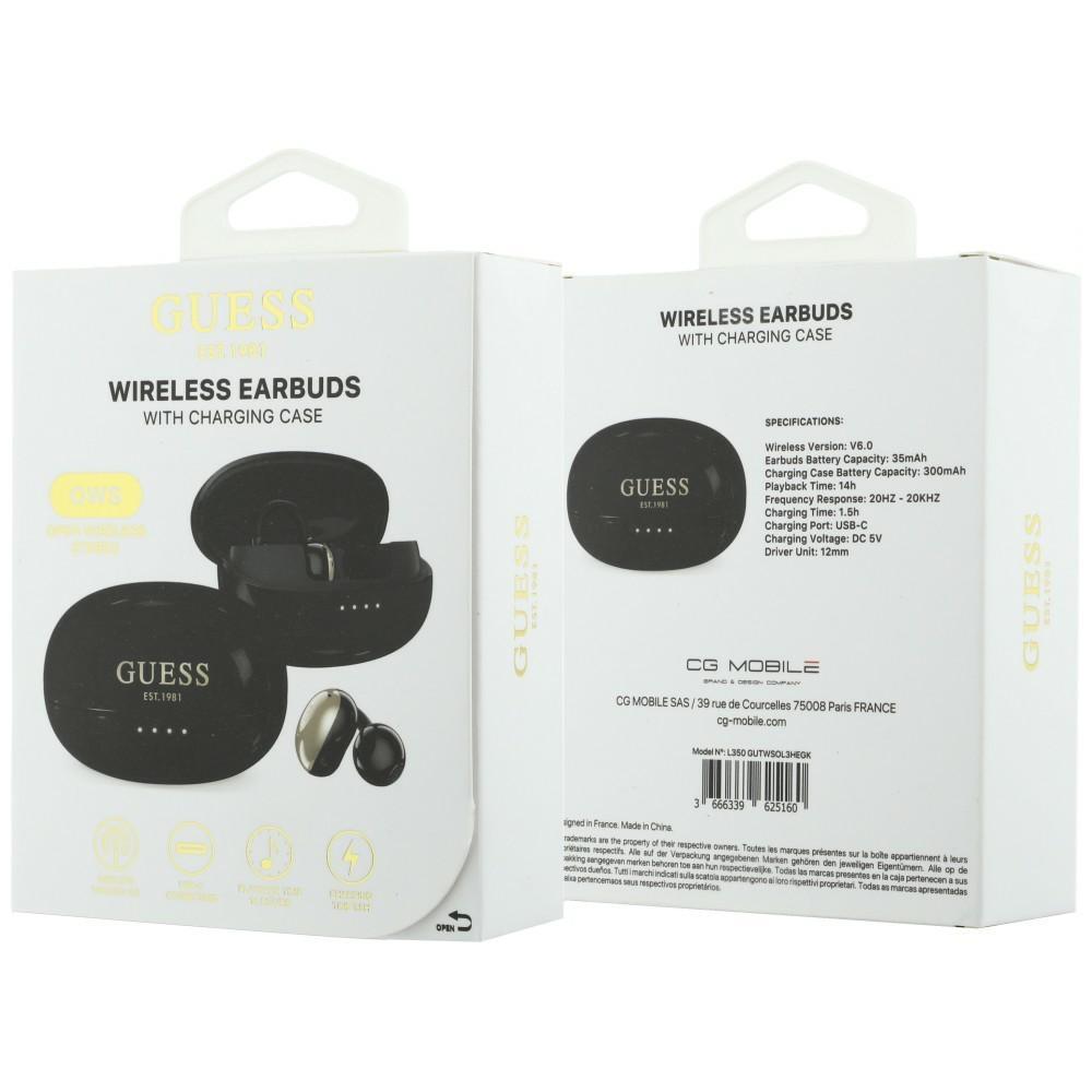 OWS Guess Metalic Finish Electropated Parts Classic Logo Headphones Black