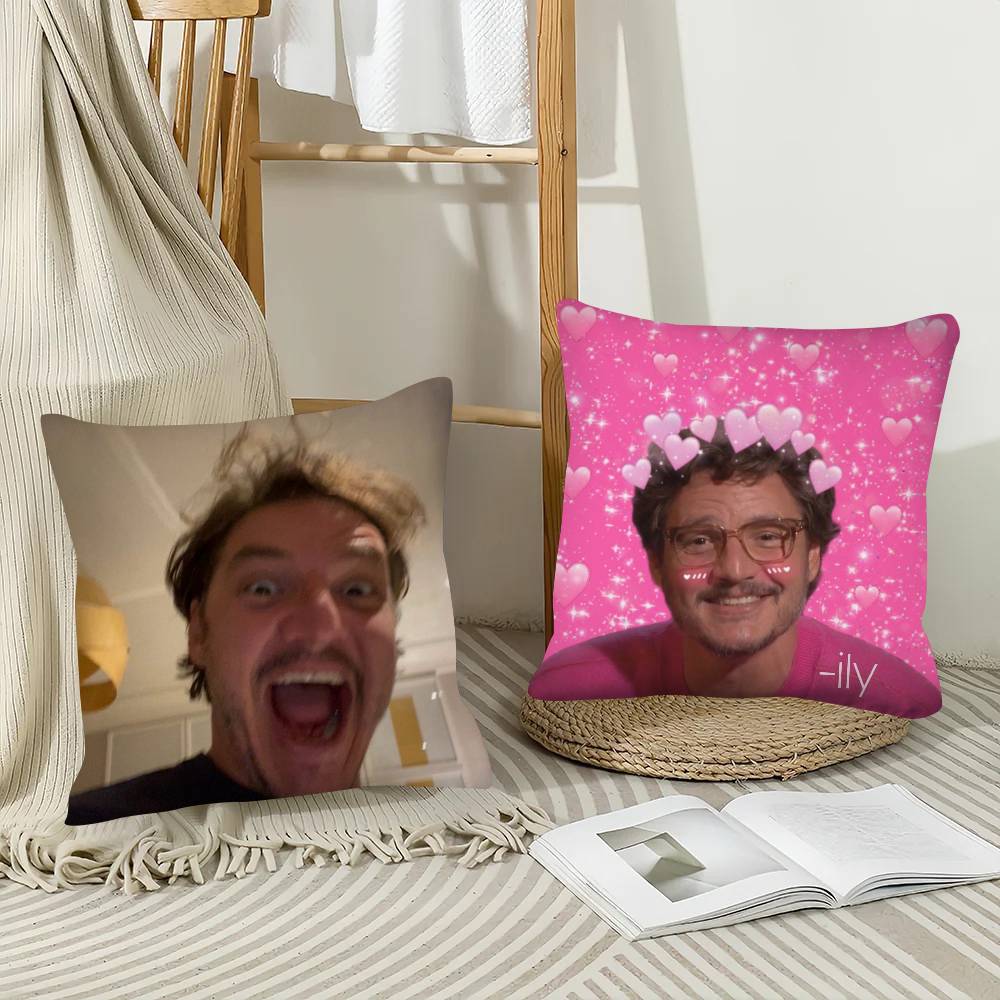 1Pc Funny P-Pedro Pascal M-Mood M-Meme Pillow Case Fashion Square Pillowcase Bedroom Sofa Room Ins Decoration Leisure