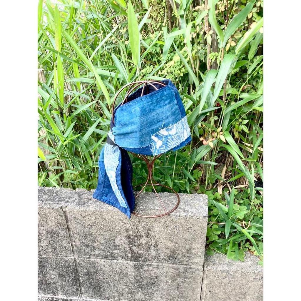 Used B74 Rags, Stole, Old Cloth, Remake, Indigo Dye, Patchwork, Pieced Together, Sashiko