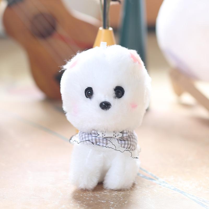 Drăguț Pomeranian catelus pandantiv jucărie de pluș păpușă perlă urs geantă agățat breloc păpușă