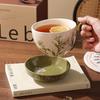 460ml Large Capacity Ceramic Cup with Cover, Breakfast Cup with Crank, Retro Rural Style Ceramic Mug Coffee Cup and Dishes Sets