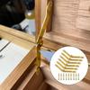 Satz mit 6 Stützscharnieren für Deckel aus goldenem Metall. Elegante Klappscharniere aus goldenem Metall, geeignet für die Dekoration von Möbeln, Schränken und Schmuckkästchen.