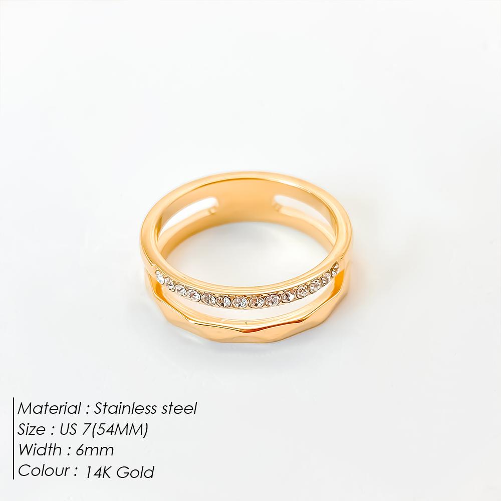EManco Classic Geometric Stackable Stainless Steel Ring Gold Color Female Work Dating Essential Accessory