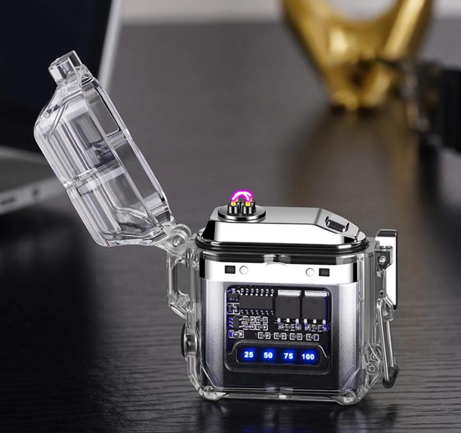 1PC New Transparent Shell Double Arc USB Electronic Lighter TYPE-C Fast ChargeLighting Plasma Lighter Electric Waterproo