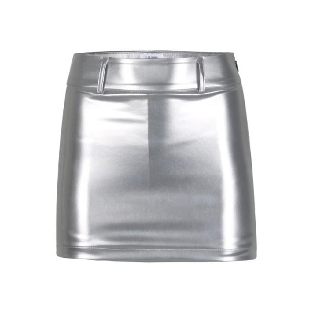 Ssideuneuwa Women'S Holographic H-Line Skirt (Silver)