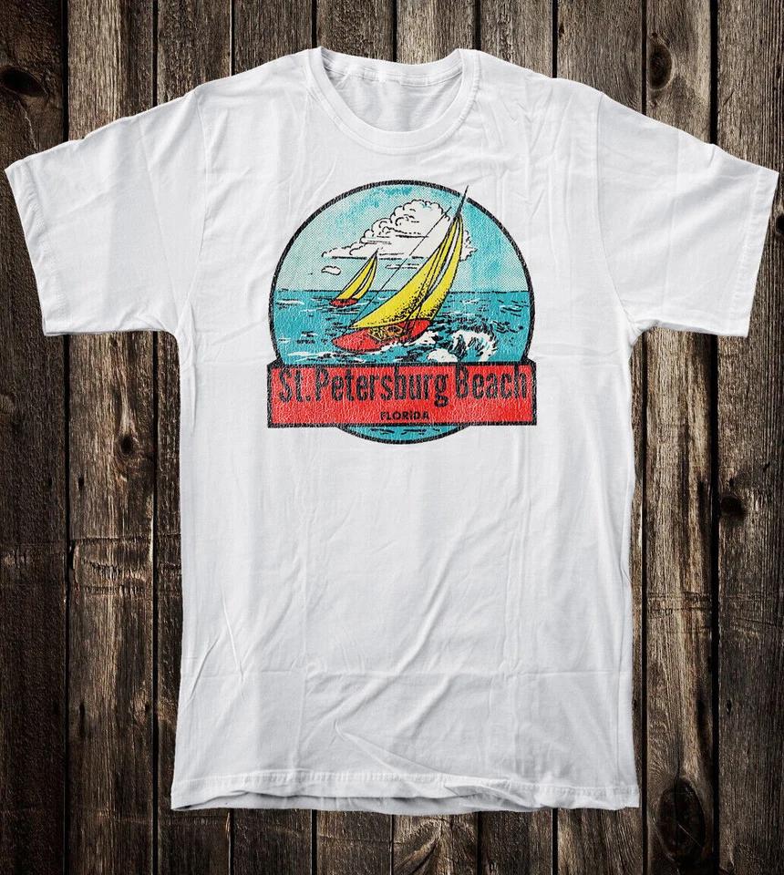 Retro Travel Tee T Shirt Vtg Tourist State Florida St Petersburg Beach XL