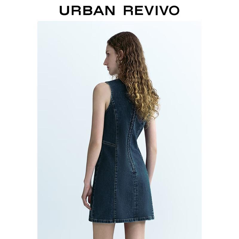 UR 2025 Autumn Retro Casual Sleeveless Denim Dress