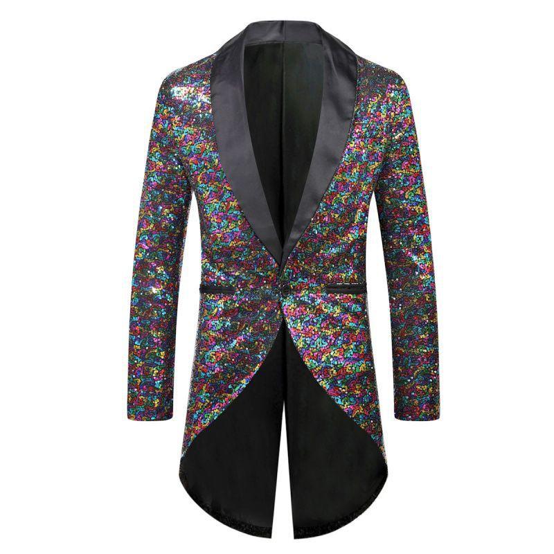 New Fashion Sequin Suit Men's One-Button Suit Tuxedo Medium and Long Suit