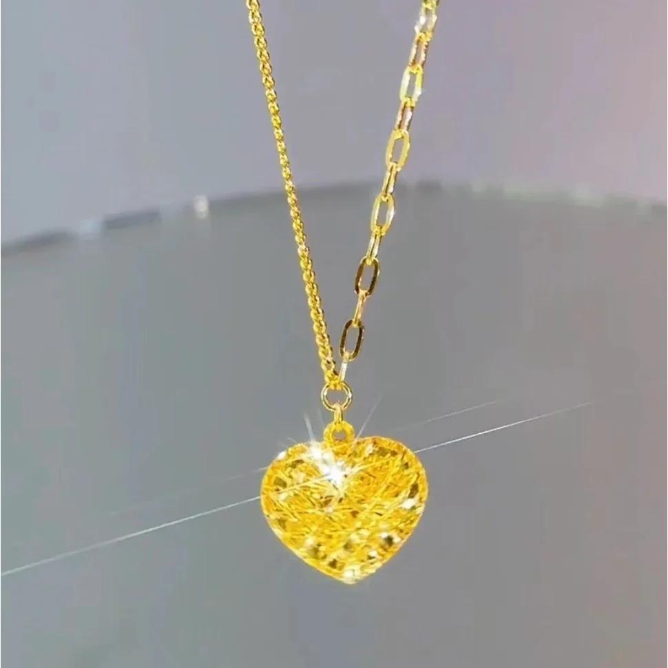 

Real Gold Brushed Sugar Cube Love AB Necklace Light Luxury with Sweet Design Sense of Female Gift Jewelry белый
