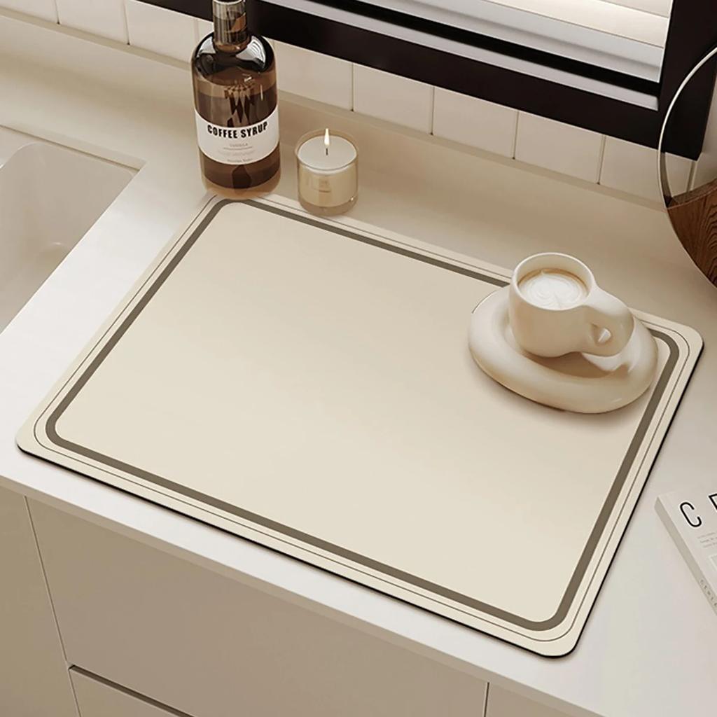 Alfombrilla de Cocina Diatomeas Escurridor de Vajilla Alfombra de Café Súper Absorbente Alfombrilla de Drenaje Alfombrilla de Baño Antideslizante Alfombrilla Secadora de Vajilla