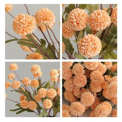 Pompon Chrysantheme Künstliche Seidenblumen 5 Köpfe Design Brautstrauß Pusteblume Ball Künstliche Seide
