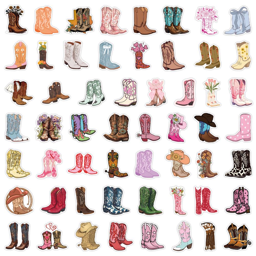 

Водонепроницаемый набор наклеек с мультяшными ковбойскими сапогами: Украшайте блокноты, бутылки и многое другое