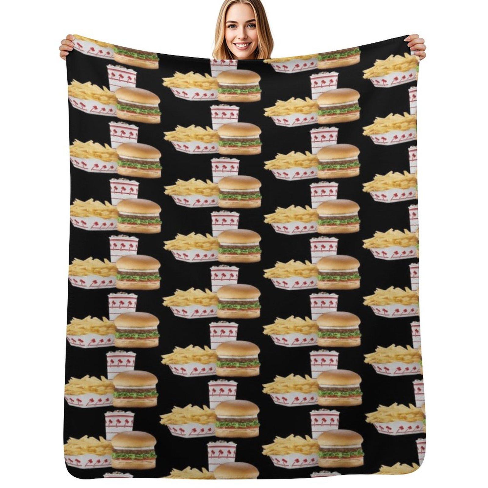 in-n-out burger Throw Blanket Fuzzy Plush Throw Blanket for Sofa Chair Size: 75*100cm, Weight: 230 GSM